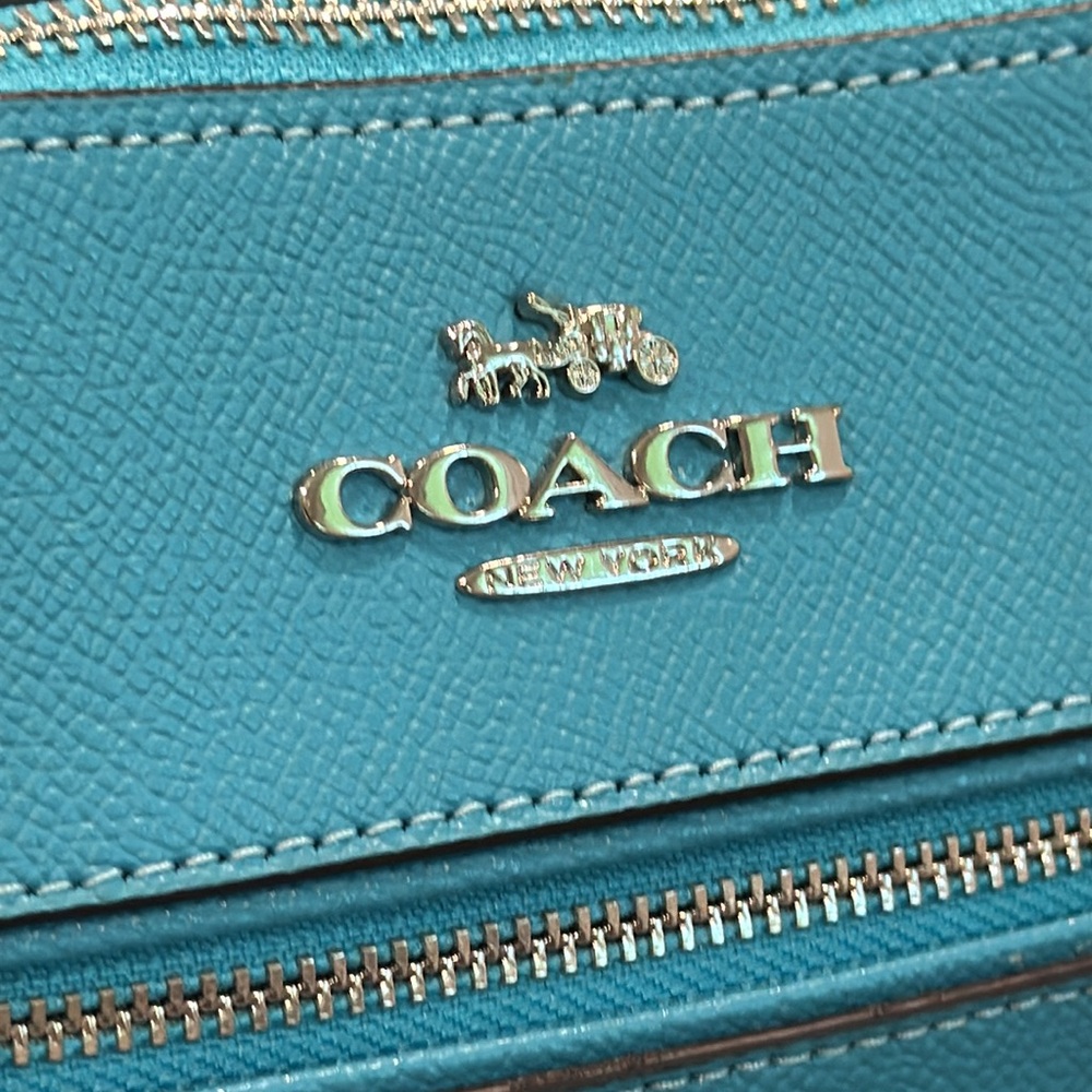 Coach Bag Teal Blue Leather Crossbody Bag with Silver Accents Hardware - Picture 9 of 17